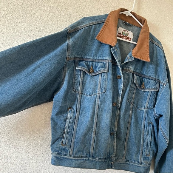 VTG WoodLake Men’s Chore Trucker Jacket XL Leather Denim Rodeo Cowboy Barn Work - Picture 6 of 16